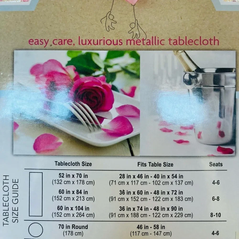 Pink Silver Metallic Hearts Valentine Tablecloth